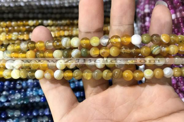 CAA1548 15.5 inches 4mm round banded agate beads wholesale