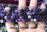 CAA1555 15.5 inches 6mm round banded agate beads wholesale