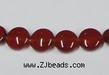 CAA156 15.5 inches 10mm flat round red agate gemstone beads