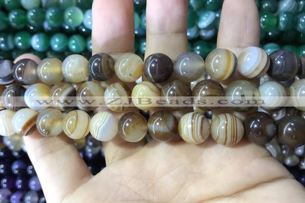 CAA1618 15.5 inches 12mm round banded agate beads wholesale