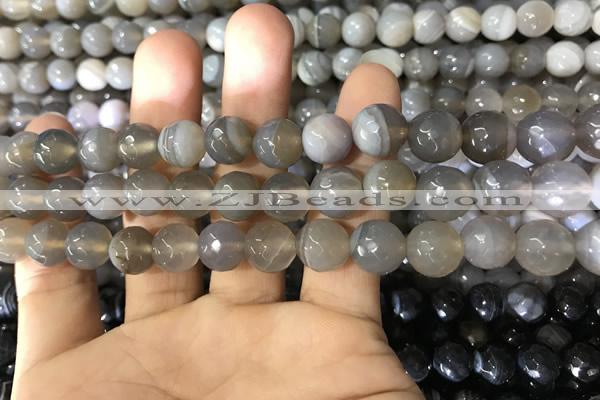 CAA1632 15.5 inches 10mm faceted round banded agate beads