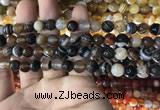CAA1636 15.5 inches 8mm faceted round banded agate beads
