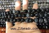 CAA1642 15.5 inches 10mm faceted round banded agate beads