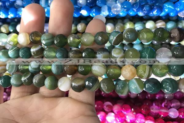 CAA1671 15.5 inches 8mm faceted round banded agate beads