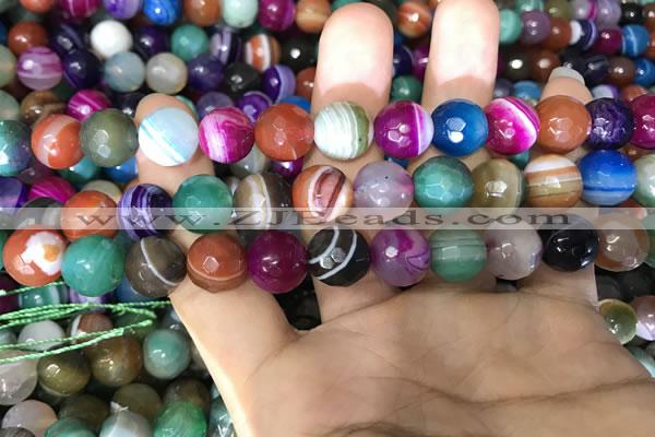 CAA1683 15.5 inches 12mm faceted round banded agate beads