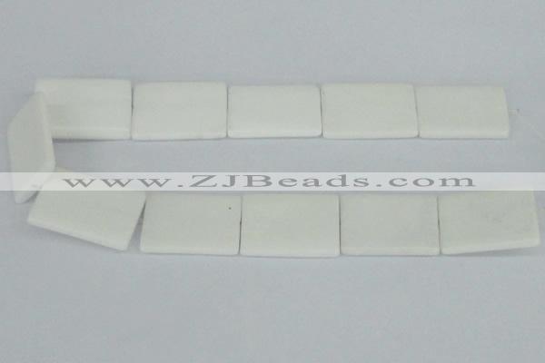 CAA17 15.5 inches 25*35mm rectangle white agate gemstone beads