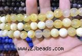 CAA1705 15 inches 8mm faceted round fire crackle agate beads