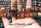 CAA1734 15 inches 10mm faceted round fire crackle agate beads