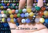 CAA1740 15 inches 10mm faceted round fire crackle agate beads