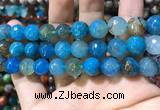 CAA1749 15 inches 12mm faceted round fire crackle agate beads