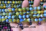 CAA1769 15 inches 8mm faceted round fire crackle agate beads