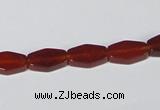 CAA177 15.5 inches 7*12mm hexagon red agate gemstone beads