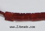 CAA178 15.5 inches 10*10mm carved square red agate gemstone beads