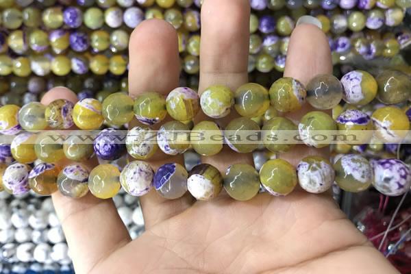 CAA1781 15 inches 10mm faceted round fire crackle agate beads