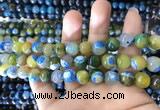 CAA1782 15 inches 10mm faceted round fire crackle agate beads