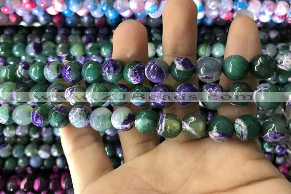 CAA1785 15 inches 10mm faceted round fire crackle agate beads