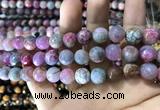 CAA1788 15 inches 10mm faceted round fire crackle agate beads