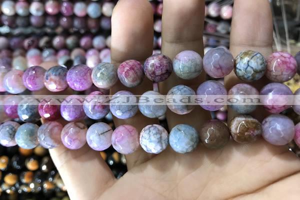 CAA1788 15 inches 10mm faceted round fire crackle agate beads