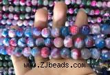 CAA1789 15 inches 10mm faceted round fire crackle agate beads