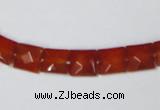 CAA179 15.5 inches 8*8mm faceted square red agate gemstone beads
