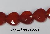 CAA180 15.5 inches 14*14mm faceted heart red agate gemstone beads