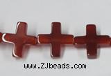 CAA182 15.5 inches 16*16mm cross red agate gemstone beads