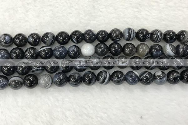 CAA1834 15.5 inches 12mm round banded agate gemstone beads