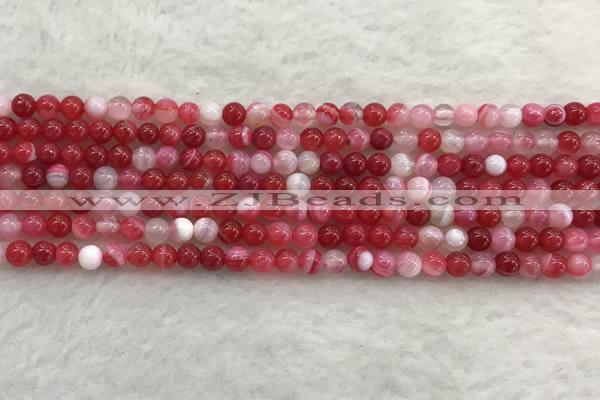 CAA1890 15.5 inches 4mm round banded agate gemstone beads
