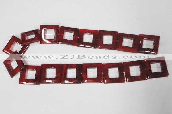 CAA191 15.5 inches 25*25mm square red agate gemstone beads