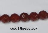 CAA201 15.5 inches 10mm faceted round red agate gemstone beads