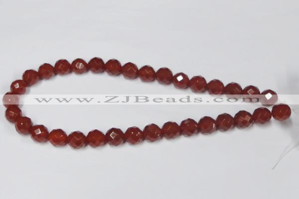 CAA201 15.5 inches 10mm faceted round red agate gemstone beads