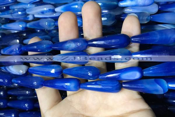 CAA2100 15.5 inches 10*30mm faceted teardrop agate beads