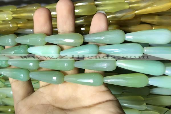 CAA2104 15.5 inches 10*30mm faceted teardrop agate beads