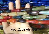 CAA2106 15.5 inches 10*30mm faceted teardrop agate beads