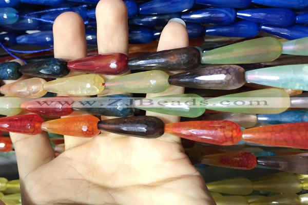 CAA2106 15.5 inches 10*30mm faceted teardrop agate beads