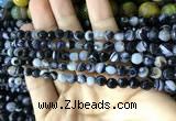 CAA2197 15.5 inches 4mm faceted round banded agate beads