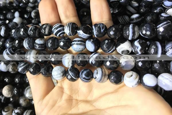 CAA2200 15.5 inches 10mm faceted round banded agate beads