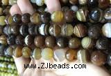 CAA2209 15.5 inches 14mm faceted round banded agate beads