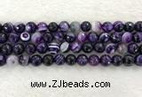 CAA2214 15.5 inches 10mm faceted round banded agate beads