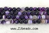 CAA2215 15.5 inches 12mm faceted round banded agate beads