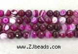 CAA2222 15.5 inches 12mm faceted round banded agate beads