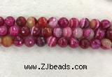 CAA2223 15.5 inches 14mm faceted round banded agate beads