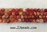 CAA2228 15.5 inches 10mm faceted round banded agate beads