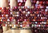 CAA2232 15.5 inches 4mm faceted round banded agate beads