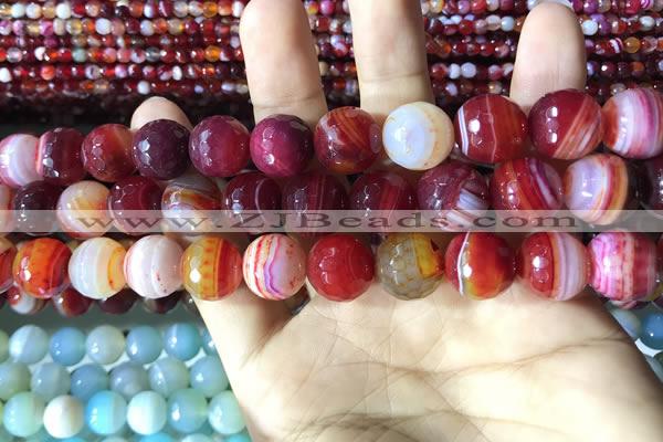 CAA2237 15.5 inches 14mm faceted round banded agate beads