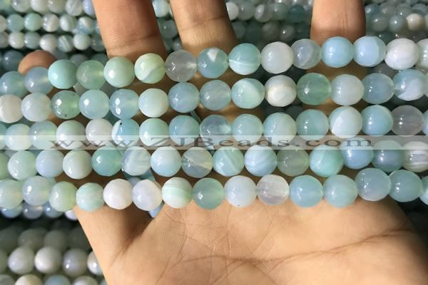 CAA2241 15.5 inches 8mm faceted round banded agate beads