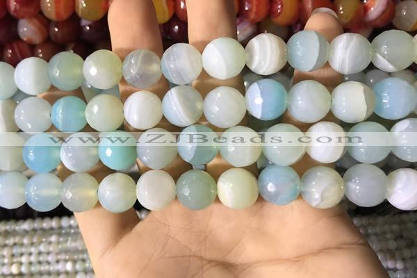 CAA2243 15.5 inches 12mm faceted round banded agate beads