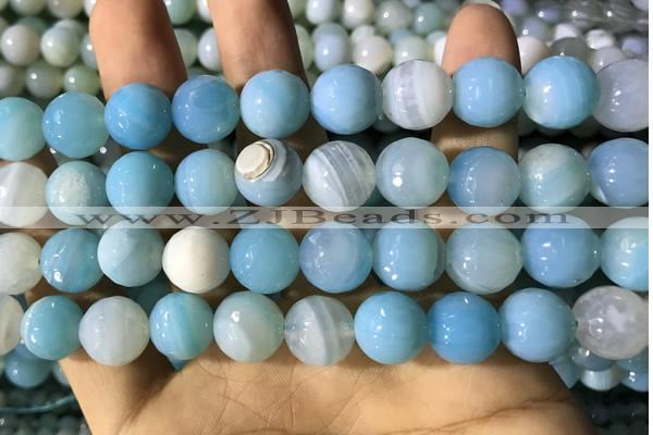 CAA2247 15.5 inches 14mm faceted round banded agate beads