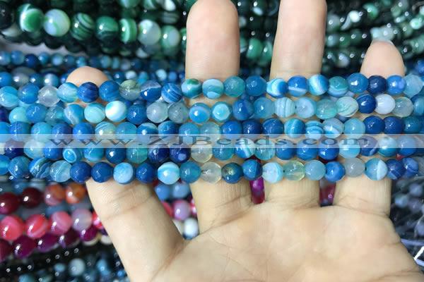 CAA2249 15.5 inches 4mm faceted round banded agate beads