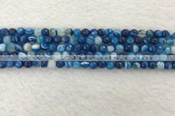 CAA2256 15.5 inches 4mm faceted round banded agate beads